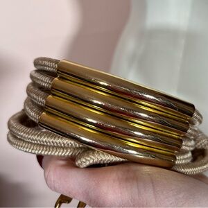 Vintage 1980's- 90's Retro Maximalism nautical Tan Gold Mobwife wide Belt